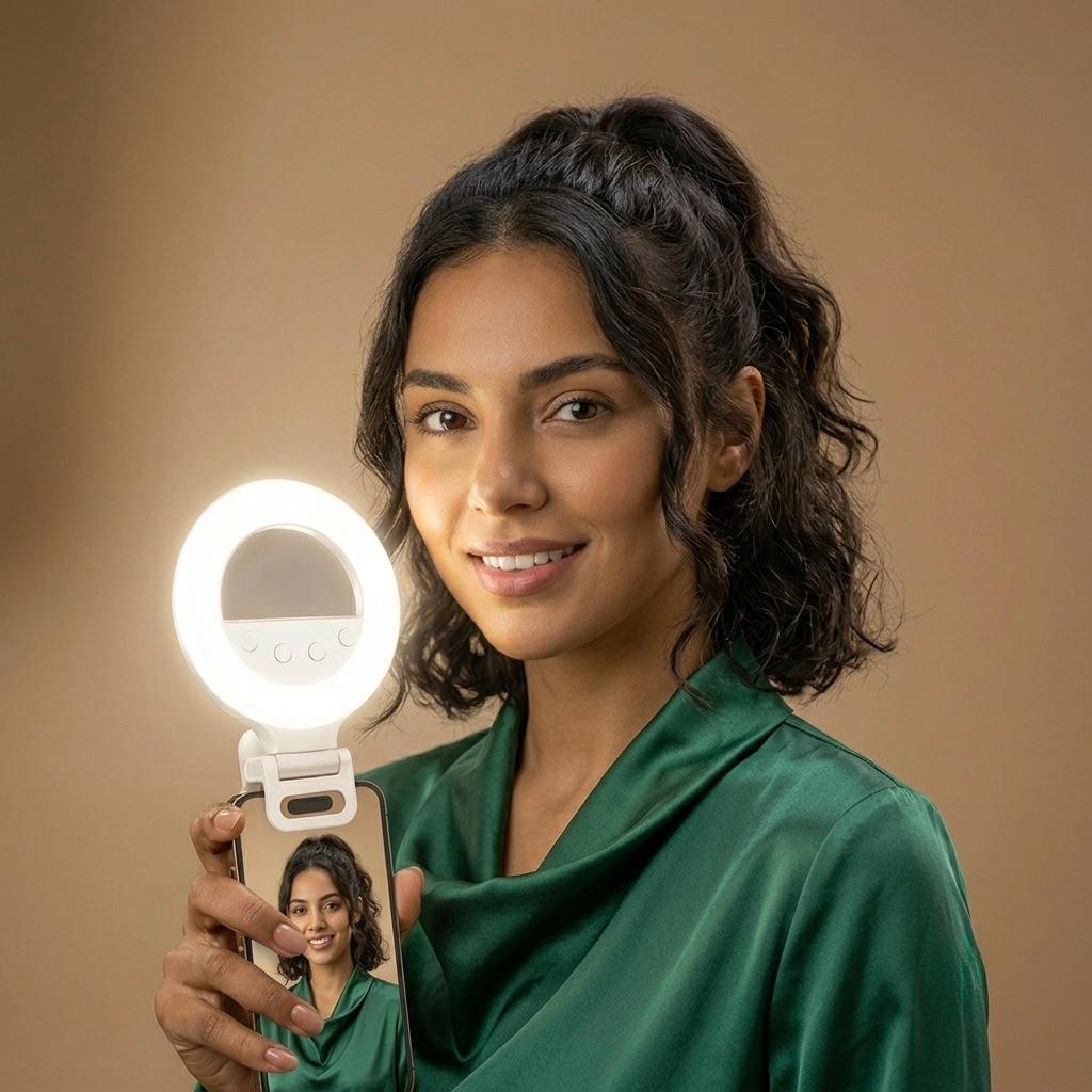 Pro LED Rechargeable Selfie Phone Ring with 5 Lighting Modes